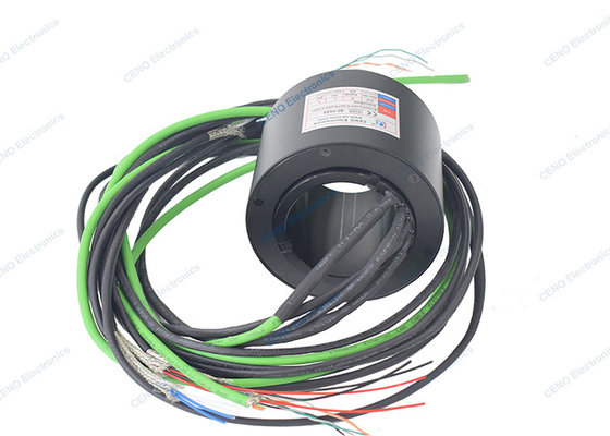 A través de los agujeros anillo de resbalón a prueba de agua y rotativas eléctricas y Ethernet señales juntas
